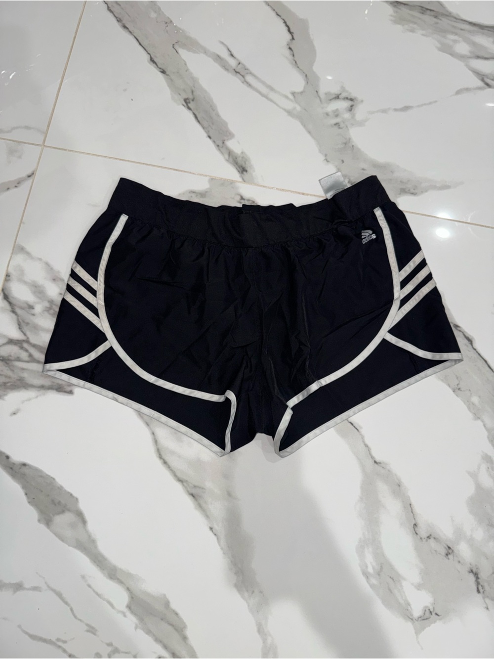 adidas Black Athletic Shorts with Cream Contrast
